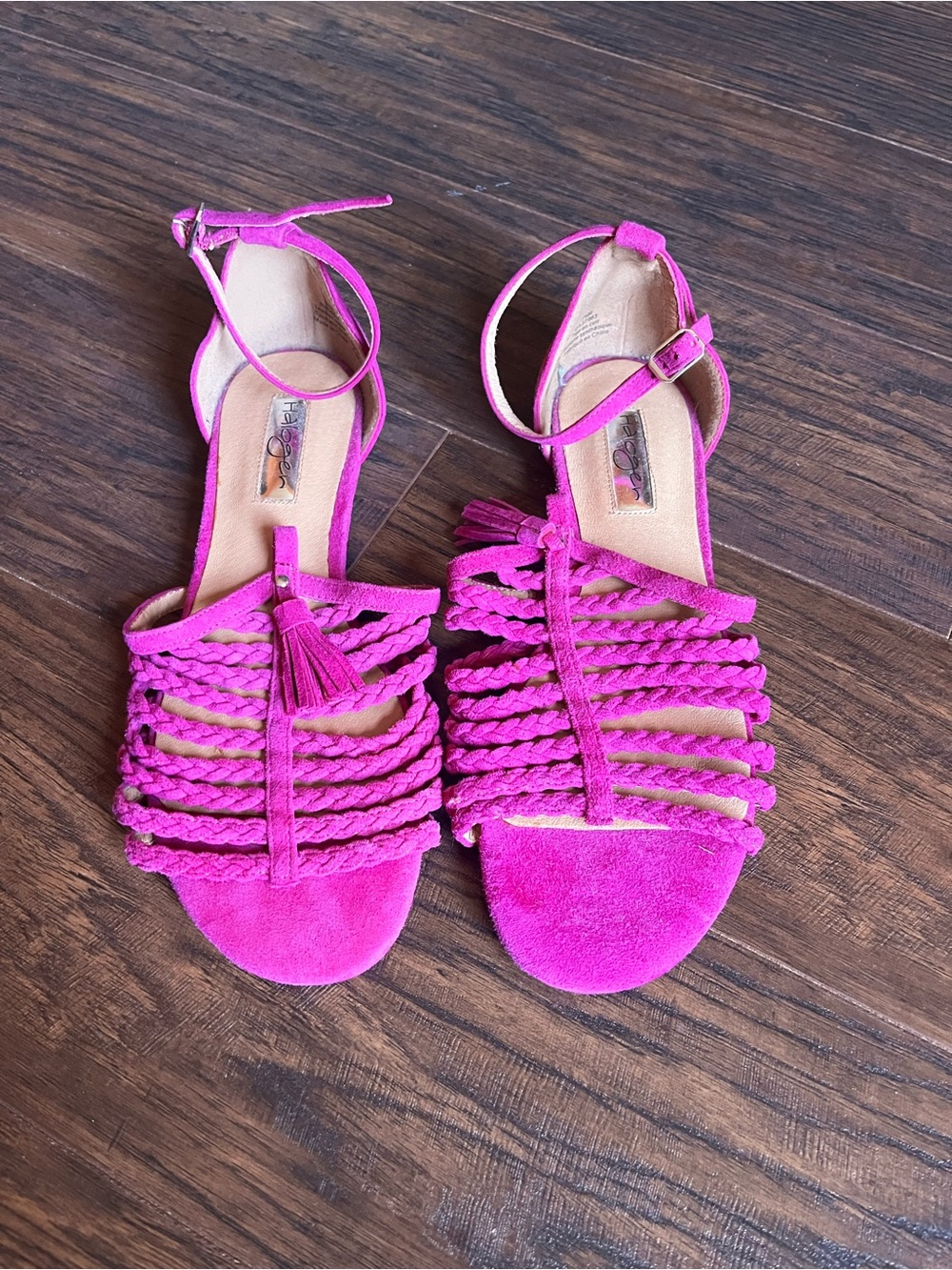 Women's Fuchsia Braided Ankle-Strap Sandals
